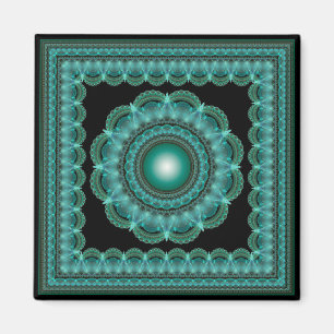 Fractal radiating glaring framed mandala magnet