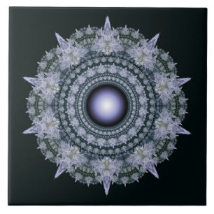 Fractal radiating mosaic pattern ceramic tile