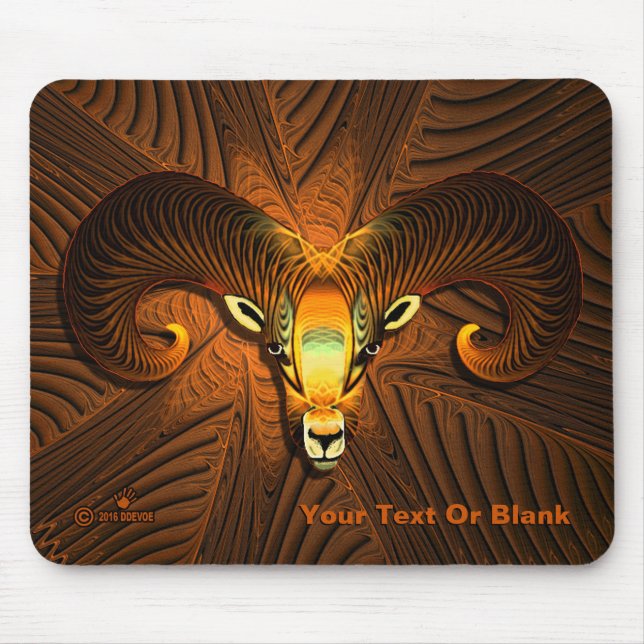 Fractal Ram's Head Mouse Pad (Front)