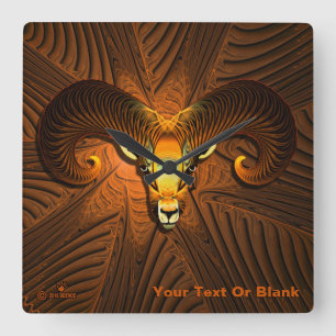 Fractal Ram's Head Square Wall Clock