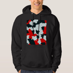 Fractal Red Black White Pattern Design Hoodie