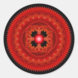 Fractal red ornament classic round sticker