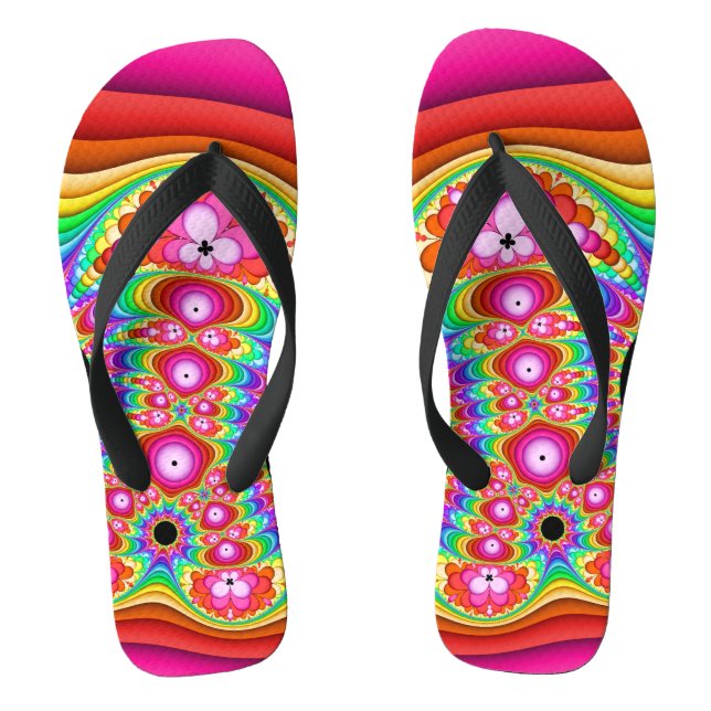 Fractal Retro Groovy Trip Thongs (Footbed)