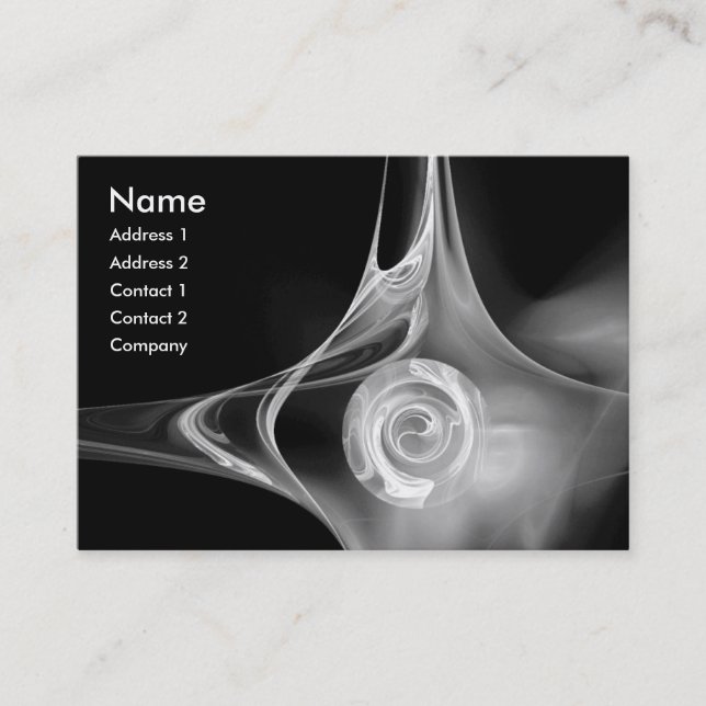 FRACTAL ROSE 1 bright black and white grey Business Card (Front)