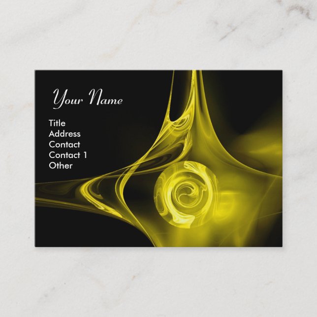 FRACTAL ROSE 1 bright yellow black Business Card (Front)