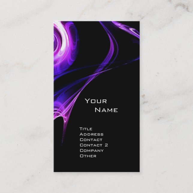 FRACTAL ROSE 3 bright blue purple violet black Business Card (Front)