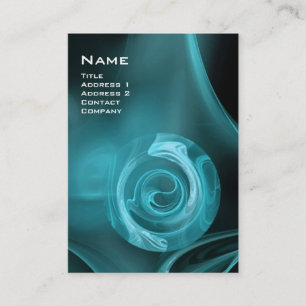 FRACTAL ROSE 4 MONOGRAM soft antique blue black Business Card