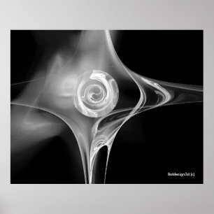 FRACTAL ROSE , black and white Poster