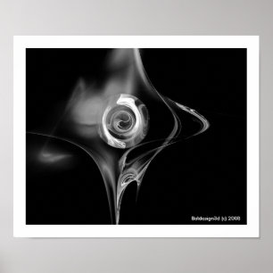 FRACTAL ROSE , black and white Poster