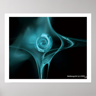 FRACTAL ROSE , blue turquase Poster