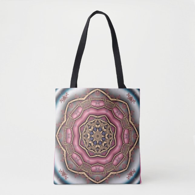 fractal rose flower tote bag (Front)