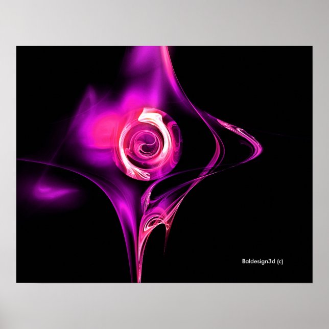 FRACTAL ROSE , pink purple Poster (Front)