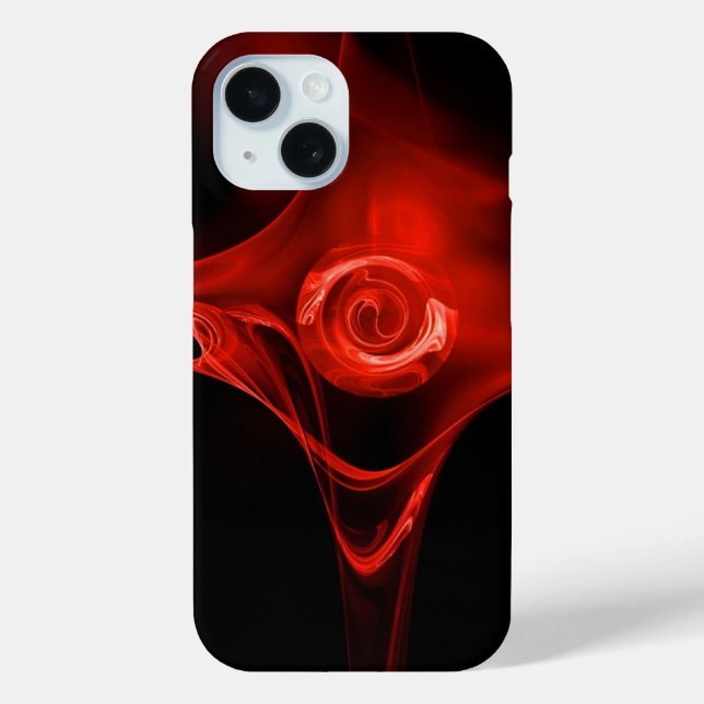 FRACTAL ROSE , red black Case-Mate iPhone Case (Back)