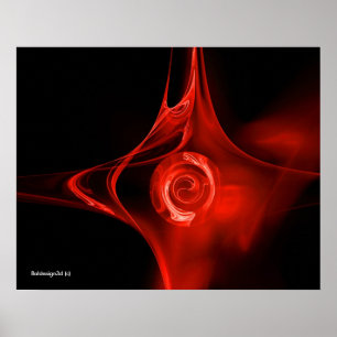 FRACTAL ROSE ,red ,black Poster