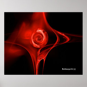 FRACTAL ROSE ,red Poster