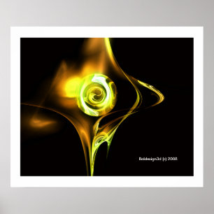 FRACTAL ROSE , yellow brown Poster