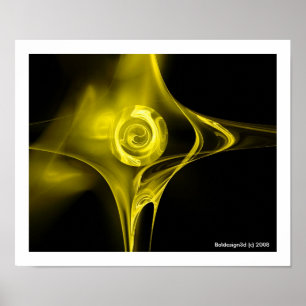 FRACTAL ROSE , yellow Poster