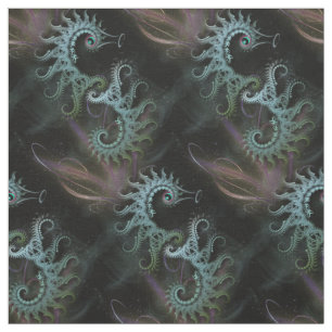 Fractal Seahorses Art Fabric
