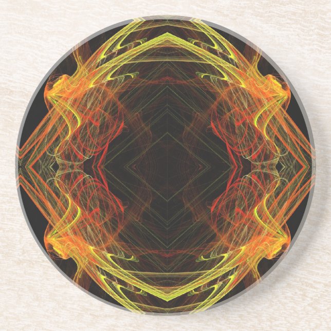 Fractal Series-2-Orange Yellow Coaster 1 of colour (Front)