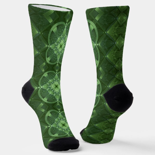 Fractal Shamrocks Crew Socks (Angled)