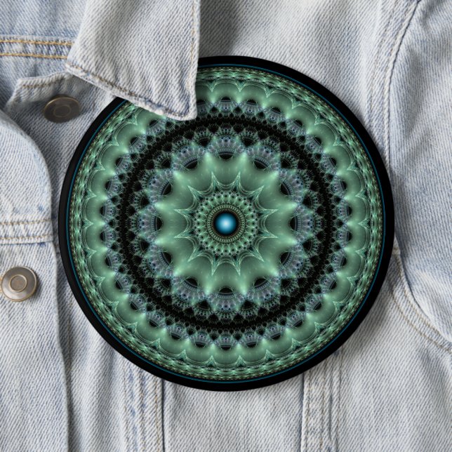 Fractal shiny flamboyant round pattern 6 cm round badge (In Situ)