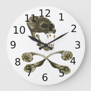 Fractal Skull and Crossbone Large Clock