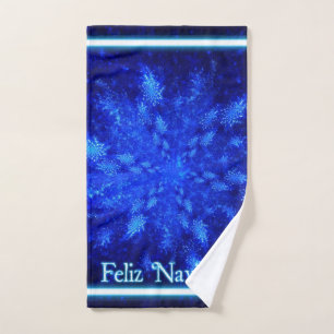 Fractal Snowburst - Feliz Navidad Hand Towel