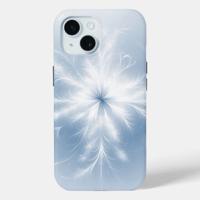 Fractal Snowflake On Pastel Blue Case-Mate iPhone Case (Back)
