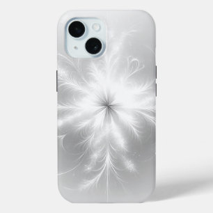 Fractal Snowflake On Silver Grey iPhone 15 Case