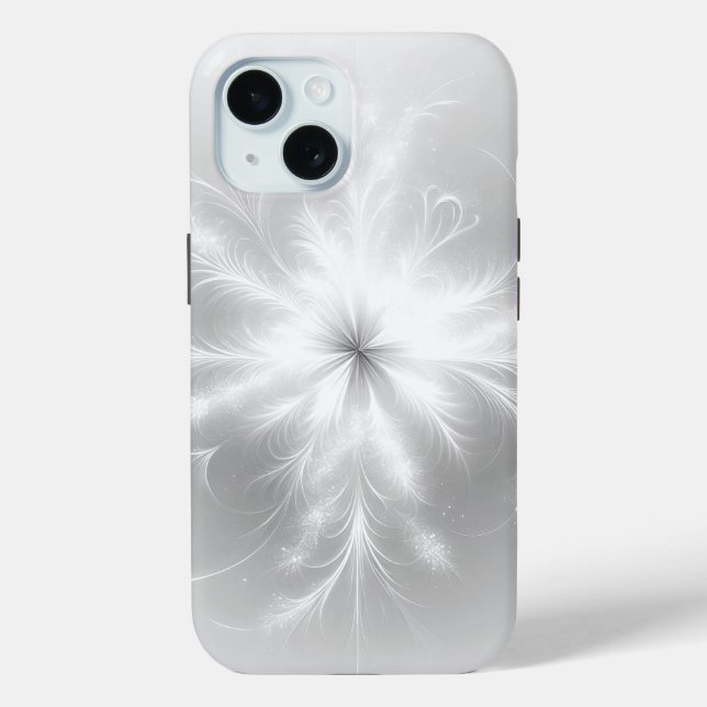Fractal Snowflake On Silver Grey Case-Mate iPhone Case (Back)