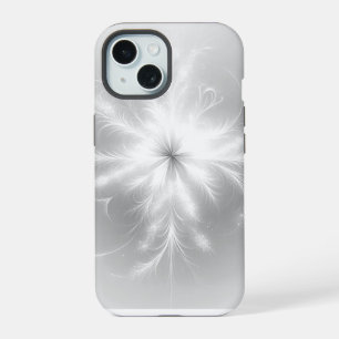 Fractal Snowflake On Silver Grey iPhone 15 Case