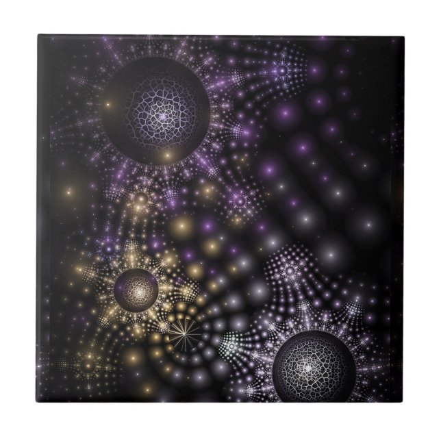Fractal Sphere Art Mandala Universe Ceramic Tile (Front)