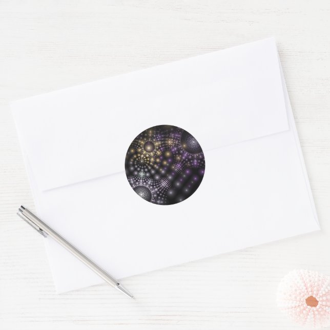 Fractal Sphere Art Mandala Universe Classic Round Sticker (Envelope)