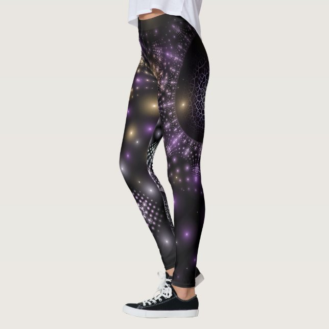 Fractal Sphere Art Mandala Universe Yoga Leggings (Left)