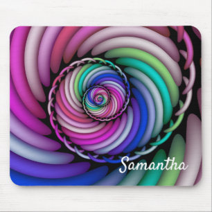 Fractal Spiral Candy Shop Add Name Mouse Pad
