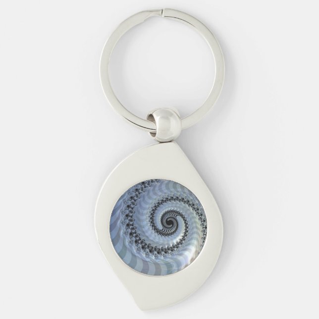 Fractal Spiral Elegance Metal Key Ring (Front)