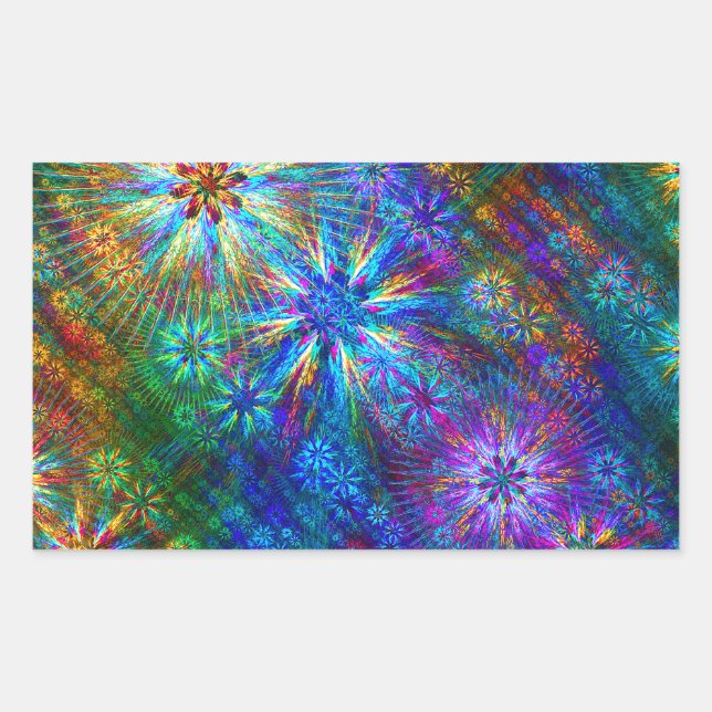 Fractal Spring Swatch Rectangular Sticker (Front)