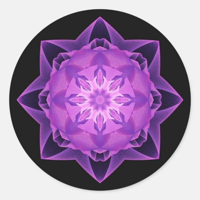 Fractal Stardust purple Classic Round Sticker (Front)