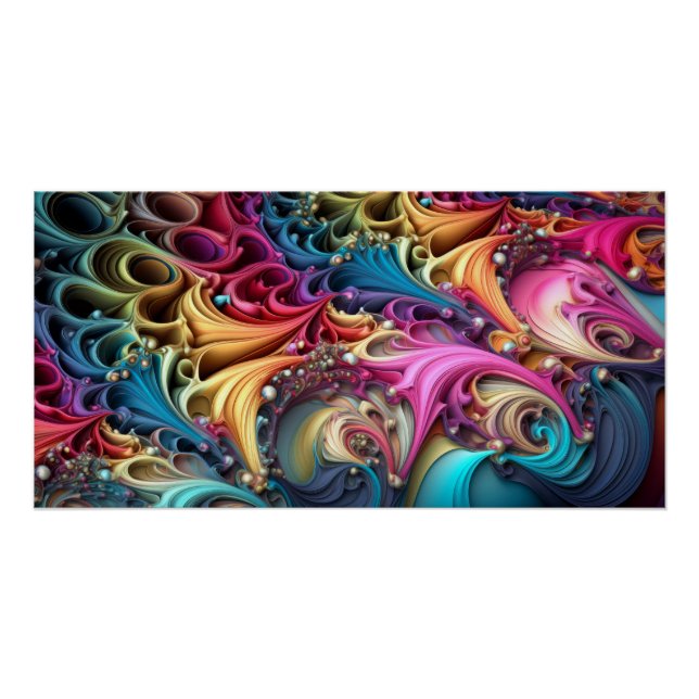 Fractal Style Colorful 3D Swirls Poster (Front)