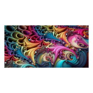 Fractal Style Colourful 3D Swirls Poster