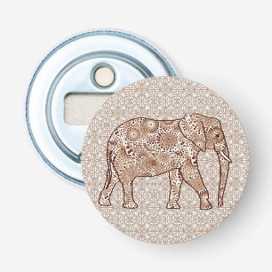 Fractal swirl elephant - brown and taupe bottle opener