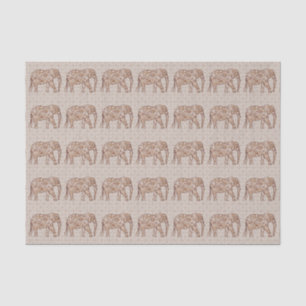 Fractal swirl elephant - brown and taupe tissue paper
