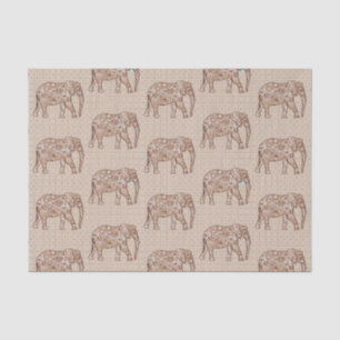Fractal Swirl Elephant, Brown and Taupe  Tissue Paper