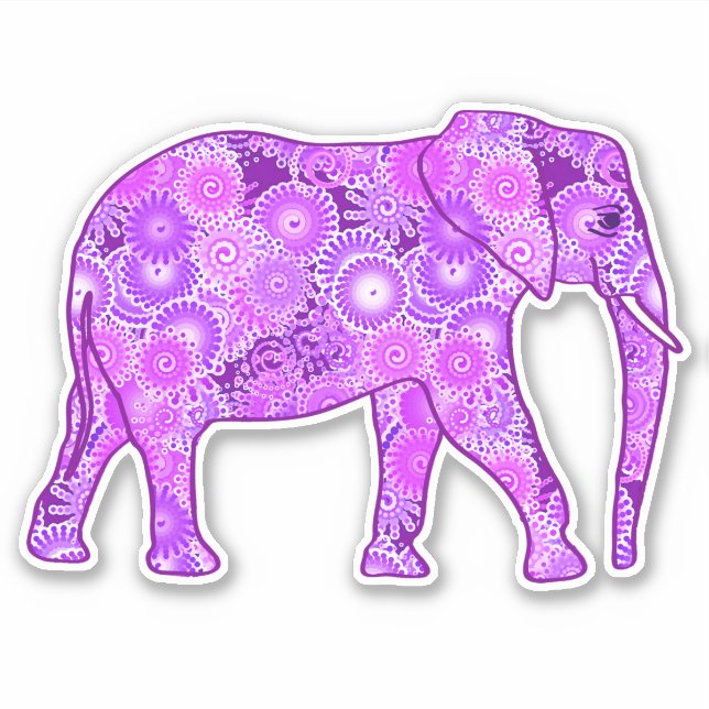 Fractal Swirl Elephant, Purple and Orchid (Front)