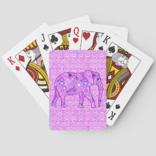 Fractal swirl elephant - purple and orchid playing cards