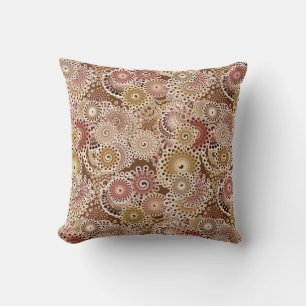 Fractal Swirl Pattern, Brown, Tan and Beige   Cushion