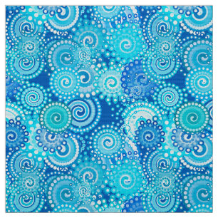 Fractal swirl pattern, cobalt blue fabric