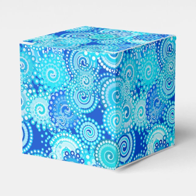 Fractal swirl pattern, cobalt blue favour box (Front Side)