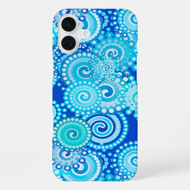 Fractal swirl pattern, cobalt blue iPhone case (Back)