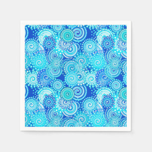 Fractal swirl pattern, cobalt blue napkin